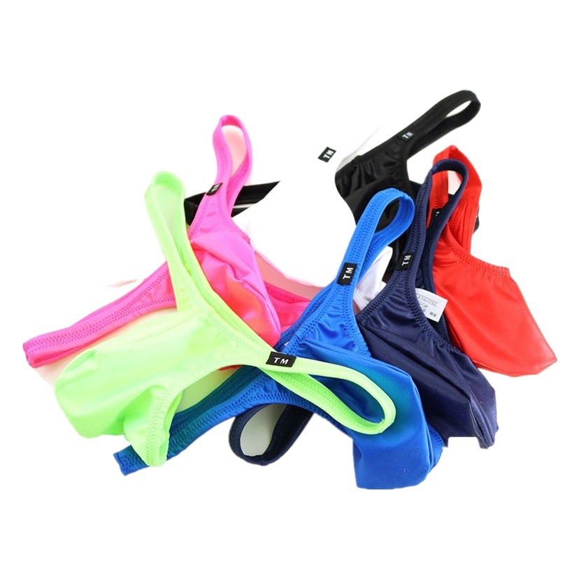 Men's Thong Sexy Men's Single Thong High Stretch Ice Silk Slide Silk Breathable Large Pocket Men's T-pants Pants