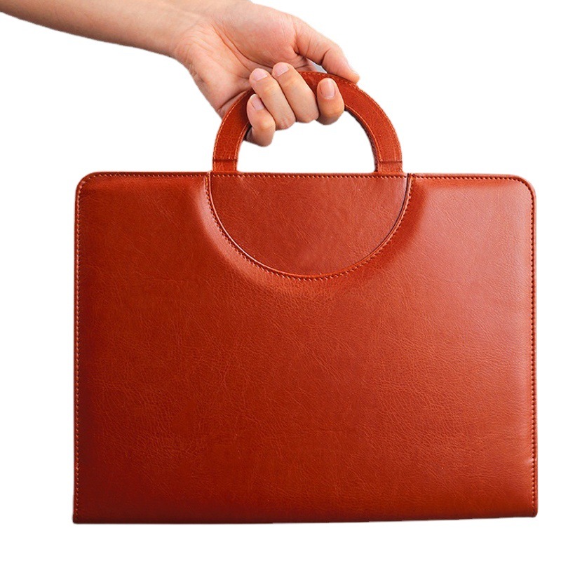 Spot business multi-function PU folder zipper portable briefcase A4 office manager folder binder wholesale