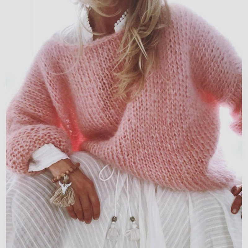 2025 women's European and American autumn and winter knitted top fashion casual Amazon sweater cross-border women's clothing