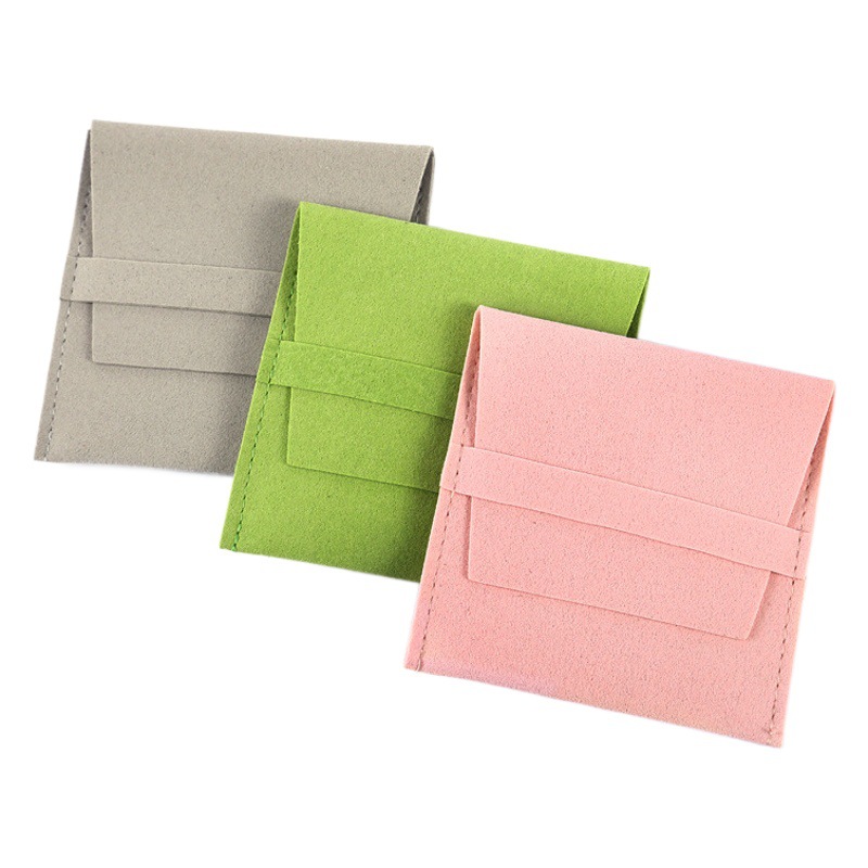 Microfiber Flannel Bag Double-sided Fleece Jewelry Bag Jewelry Envelope Flap Storage Bag Earrings Necklace Bundle Pocket Set logo