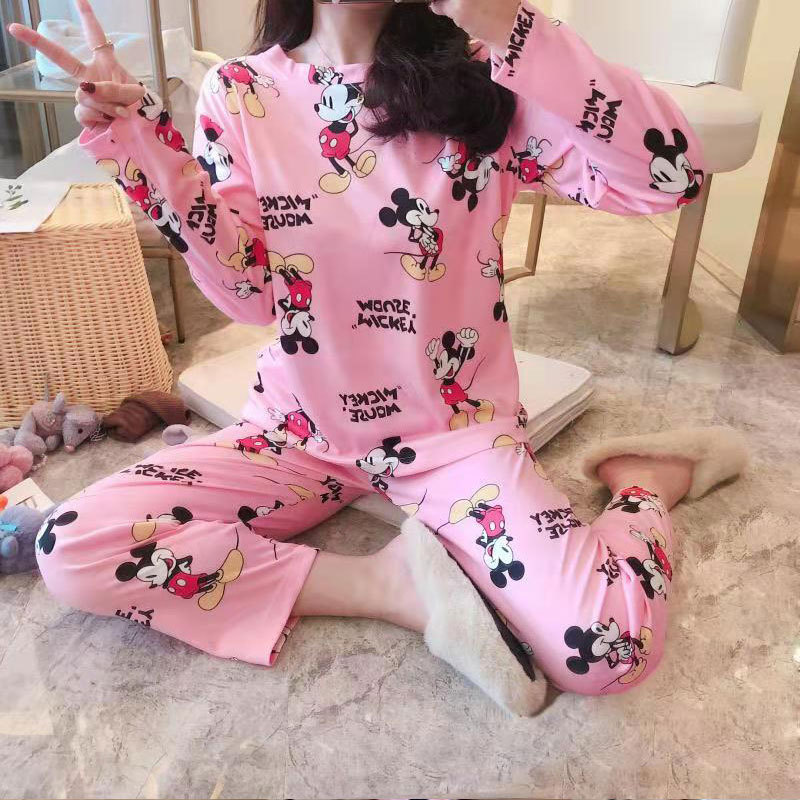 Picture of Factory Clearance Welfare Spring and Autumn Pajamas Women's Casual Comfortable Lady Style Long Sleeve Trousers Two-Piece Home Clothes