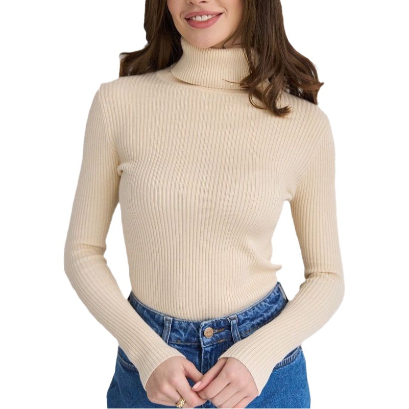 Cross-Border Turtleneck Knitwear Knitted Bottoming Shirt European and American 2025 Amazon Autumn Knitwear Turtleneck Pullover Knitwear for Women