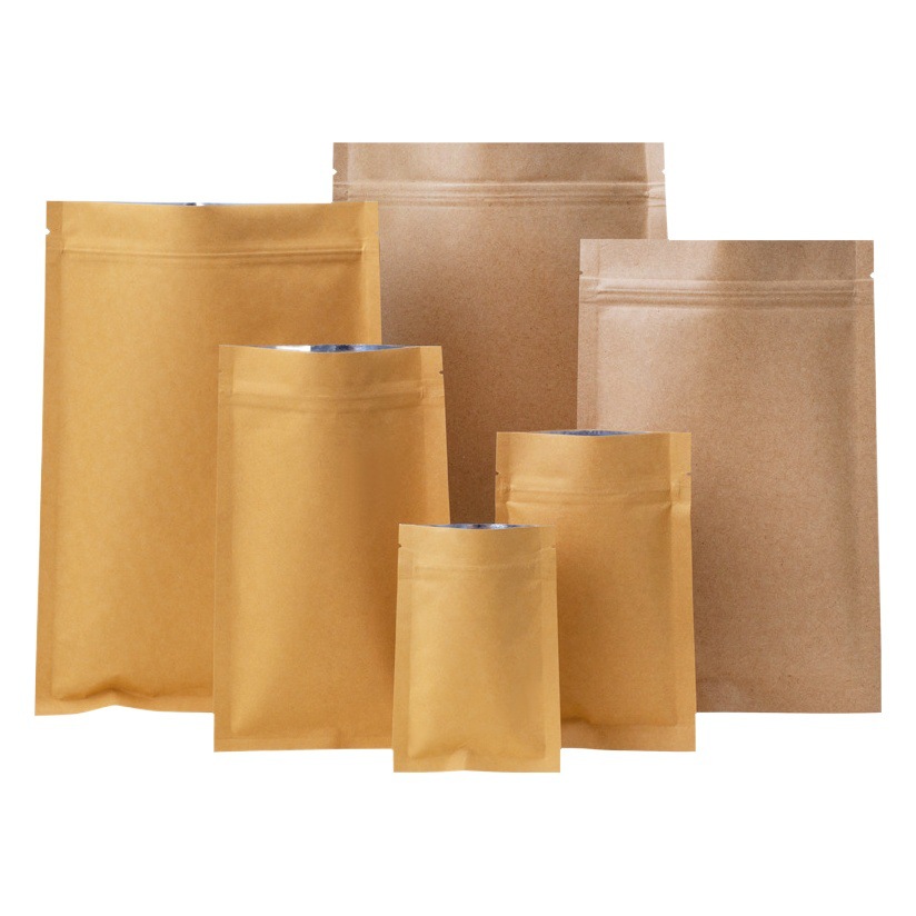 Kraft paper self-sealing bag bone pulling flat food tea dry goods specialty packaging gift sealing bag size