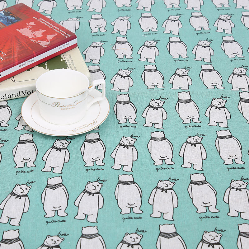 Picture of Wholesale curtain background cloth animal pattern small fish small panda rabbit cotton linen fabric factory in stock