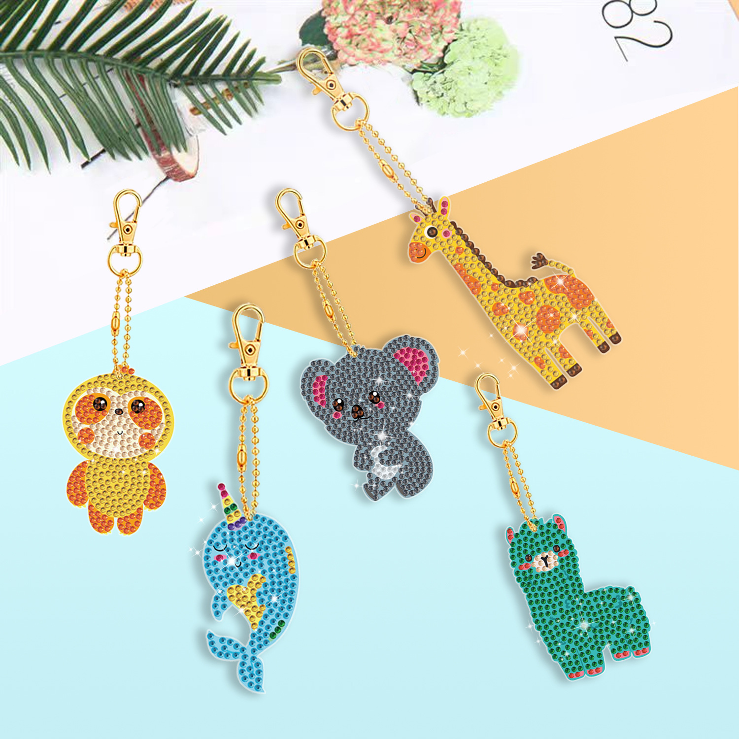 Picture of Creative DIY Keychain Diamond Painting Cartoon Bear Handmade Bag Car Decorations Small Pendant Spot Supply