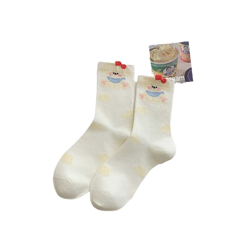 Picture of Yuanrunjia Korean style mid-calf socks cute Japanese cotton socks for women ins trendy all-match cartoon couple high-looking socks