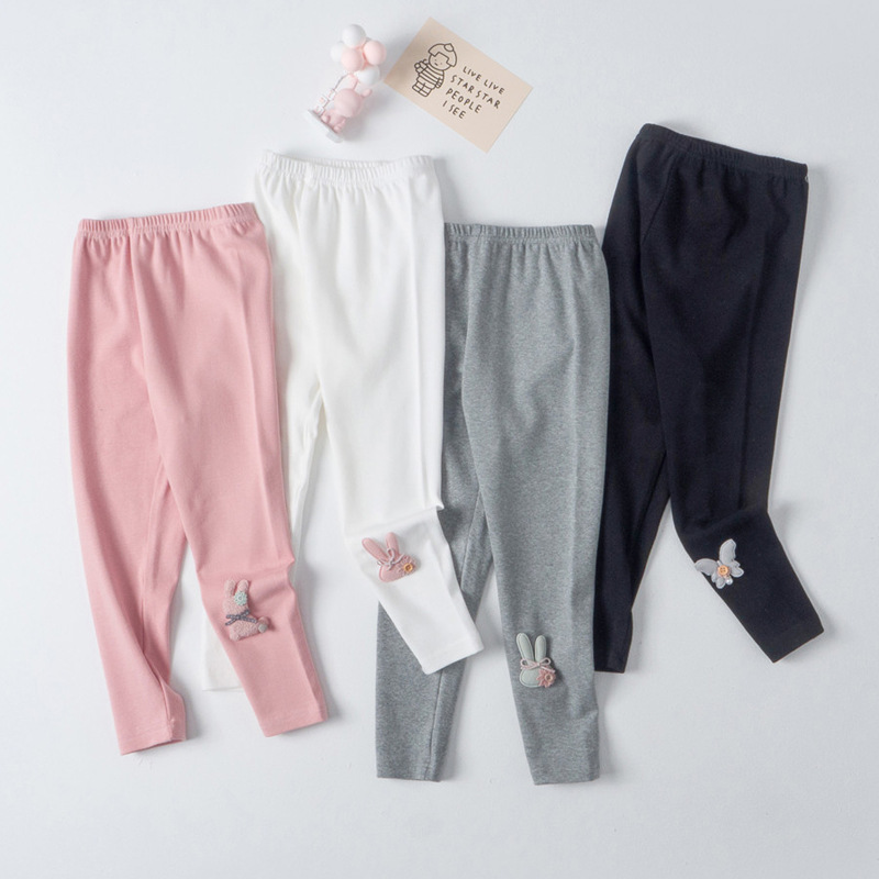 Picture of Wool Stand Girls' Leggings Spring Cartoon Children's Outer Wear Knitted Pants Girls Outer Wear Stretch Pants Solid Color