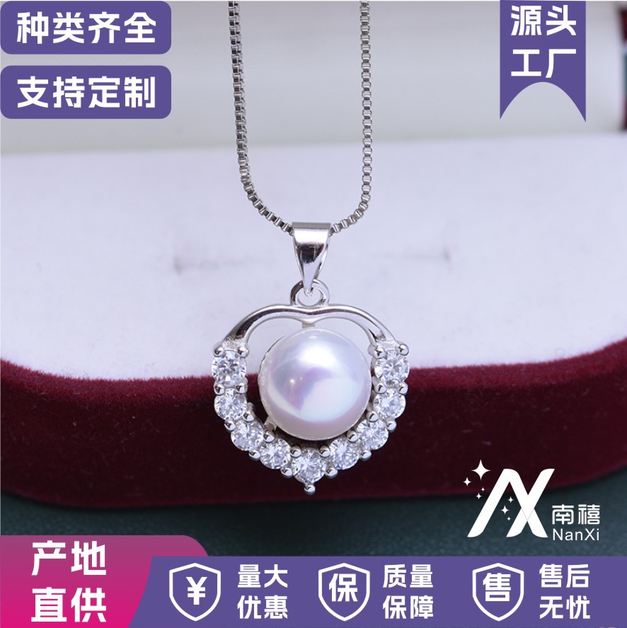 Aaaa Grade Freshwater Pearl Strong Light 9-10mm Pendant Steamed Bread Flat Round 14K Gold Injection Snake Bone Chain Advanced Simple