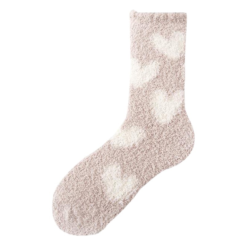 Love coral velvet floor socks polka dot half velvet warm home sleep socks towel socks