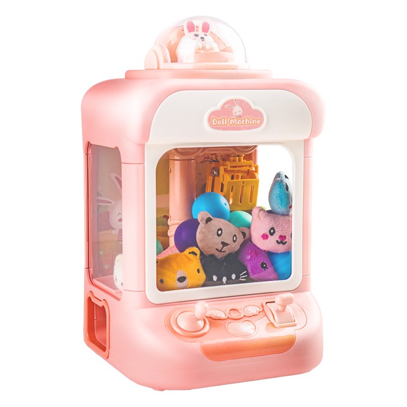 Children's Doll Catch Machine Small Household Mini Clamp Doll Machine Coin-slot Twister Candy Ball Hanging Boys and Girls Toys