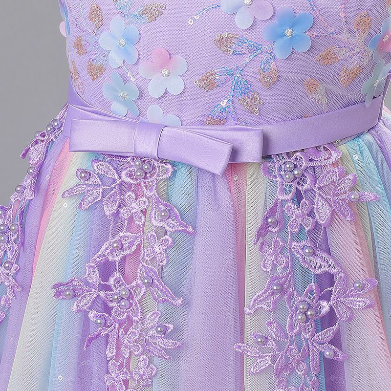 Picture of Children's clothing wholesale children's dress Princess dress girls mesh performance clothes one year old flower girl color dress factory