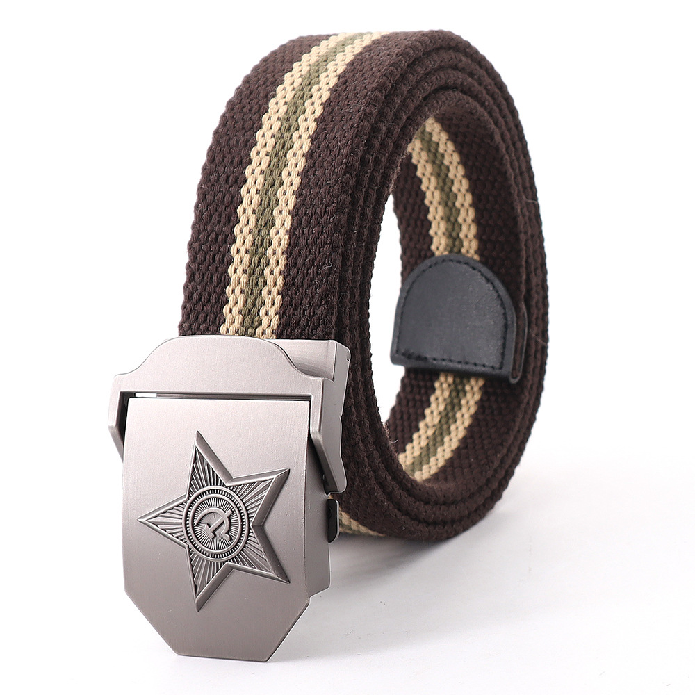 Picture of Soviet Union military emblem canvas belt belt thickened men's outdoor jeans tactical alloy manufacturers wholesale