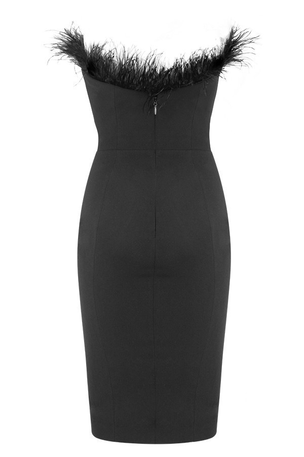 Picture of 2022 European and American Women's Dress q Off-shoulder Tube-top Hip Tight Stretched Feather Dress Evening Dress Banquet Sexy INS