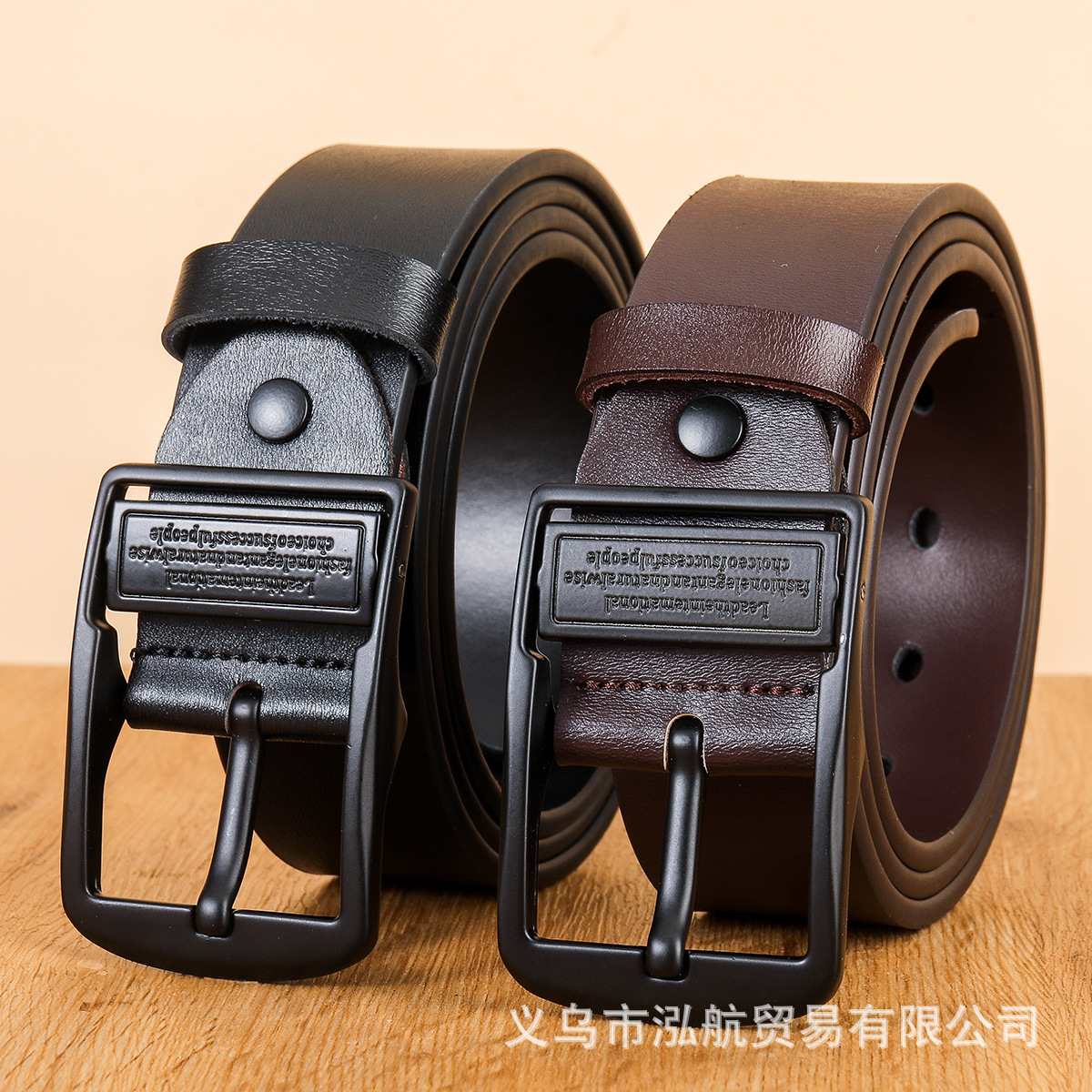 A generation of cowhide men's leather casual buckle belt business Joker eye youth belt in stock