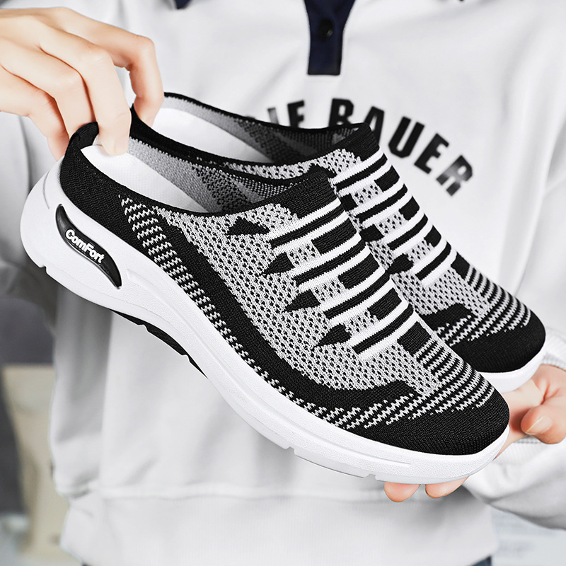 Shoes for Women 2025 Summer Style Lazy Shoes Cross-Border Wholesale Shoes Casual Breathable Fly Woven Half Slippers Mother's Shoes