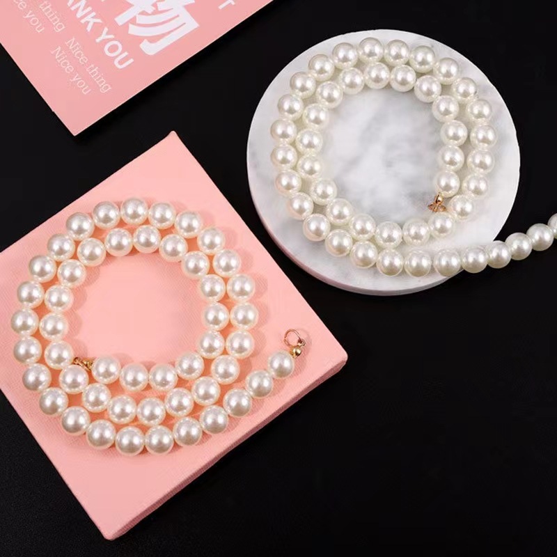 Wholesale bright floral simulation pearl chain necklace small fragrant style Bouquet decoration accessories flower shop flower packaging materials