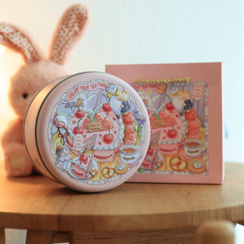 Picture of Factory direct ins marble medium cookies candy round tinplate box packaging box candy box