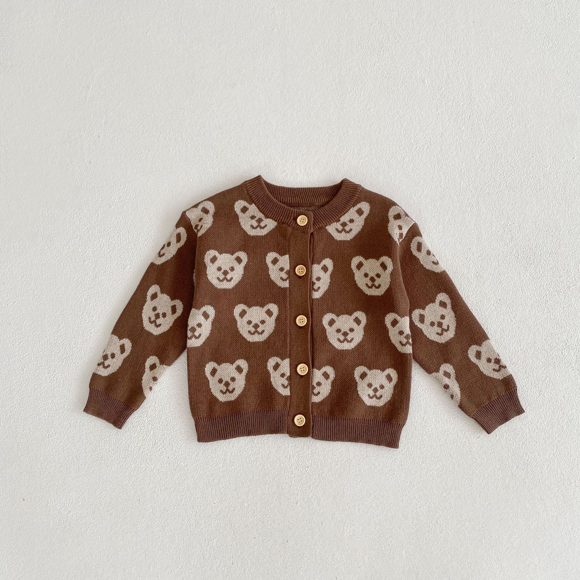 Picture of 2025 Autumn Infants and Young Kidsren 0-3 Years Old Male and Female Baby Bear Jacquard Knitted Long-Sleeved Sweater Jacket Cardigan