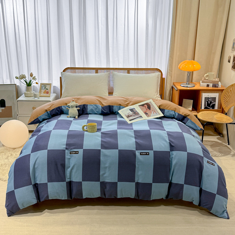 Picture of Cotton brushed duvet cover single piece modern simple single double dormitory thickened quilt cover pure cotton duvet cover single piece
