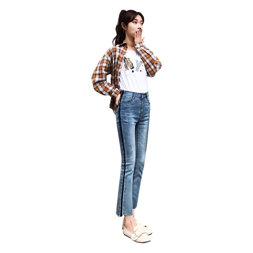 Denim Trousers Women's 2023 Summer New High Waist Loose Slim Sag Wide Leg Straight Micro Horn Pants