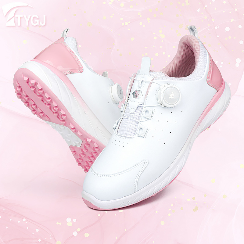 Golf Shoes Women's Sports Shoes Lightweight Swivel Button Shoelaces Waterproof Non-Slip Fixed Spikes Casual Women's Shoes