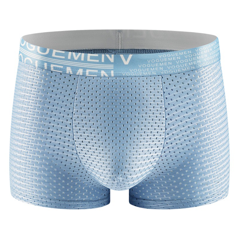 Single canned ice silk mesh men's underwear men's boxers cotton crotch breathable mesh men's boxer underwear wholesale