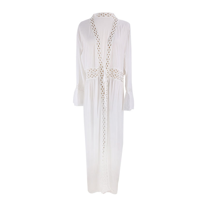 Picture of Seaside Holiday Bikini Blouse Loose Long Beach Dress Man Cotton Outer Sun Protection Hot Spring Swimsuit Shawl Cardigan