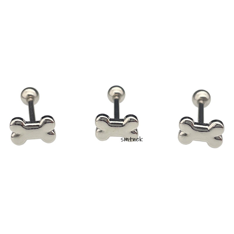SMTNEK titanium steel rod copper material bone shape tongue nail external thread rod stainless steel puncture jewelry
