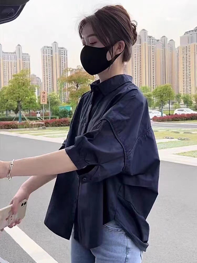 Korean version of fashion casual style shirt sleeve women's summer new loose slimming versatile design cardigan shirt jacket