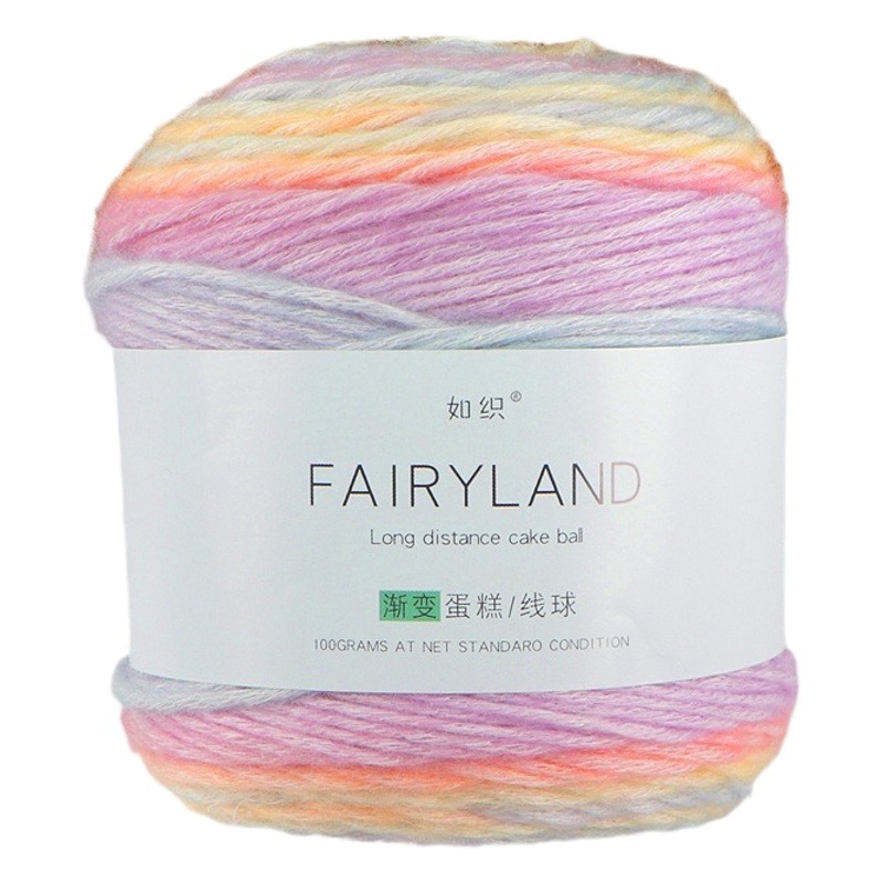 Cake line gradient segment dyed baby line thick soft wool group sweater hat shawl hand-woven scarf line
