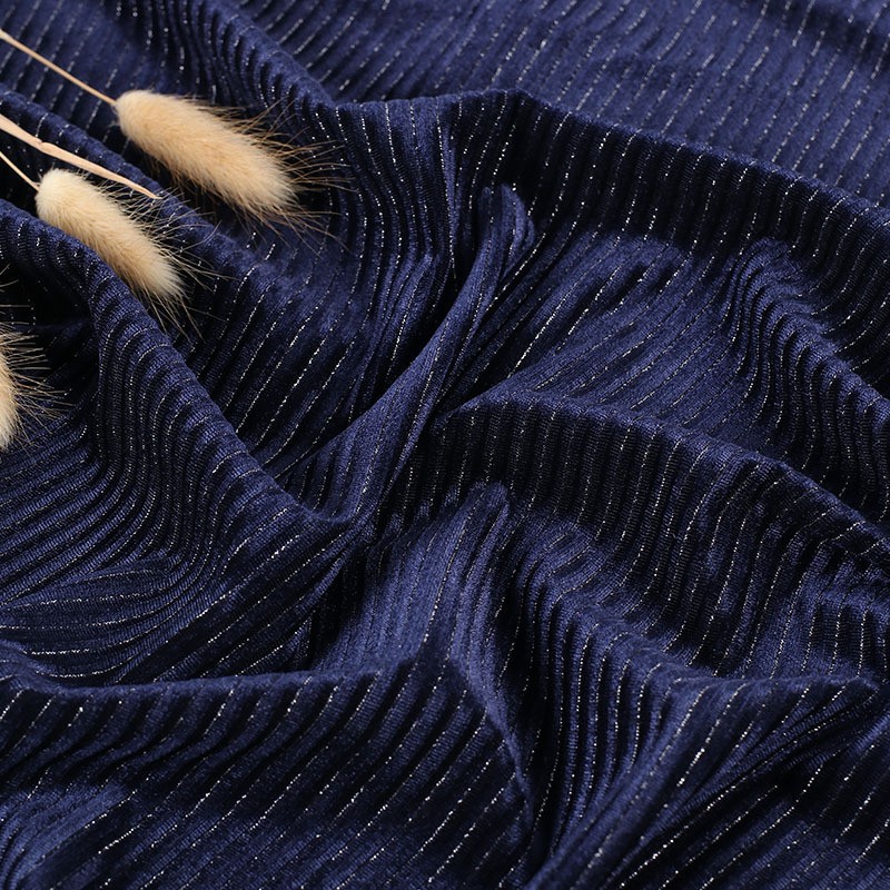 Spot Silver Striped Silver Korean Velvet Velvet Fabric Autumn and Winter Top Dress Fabric