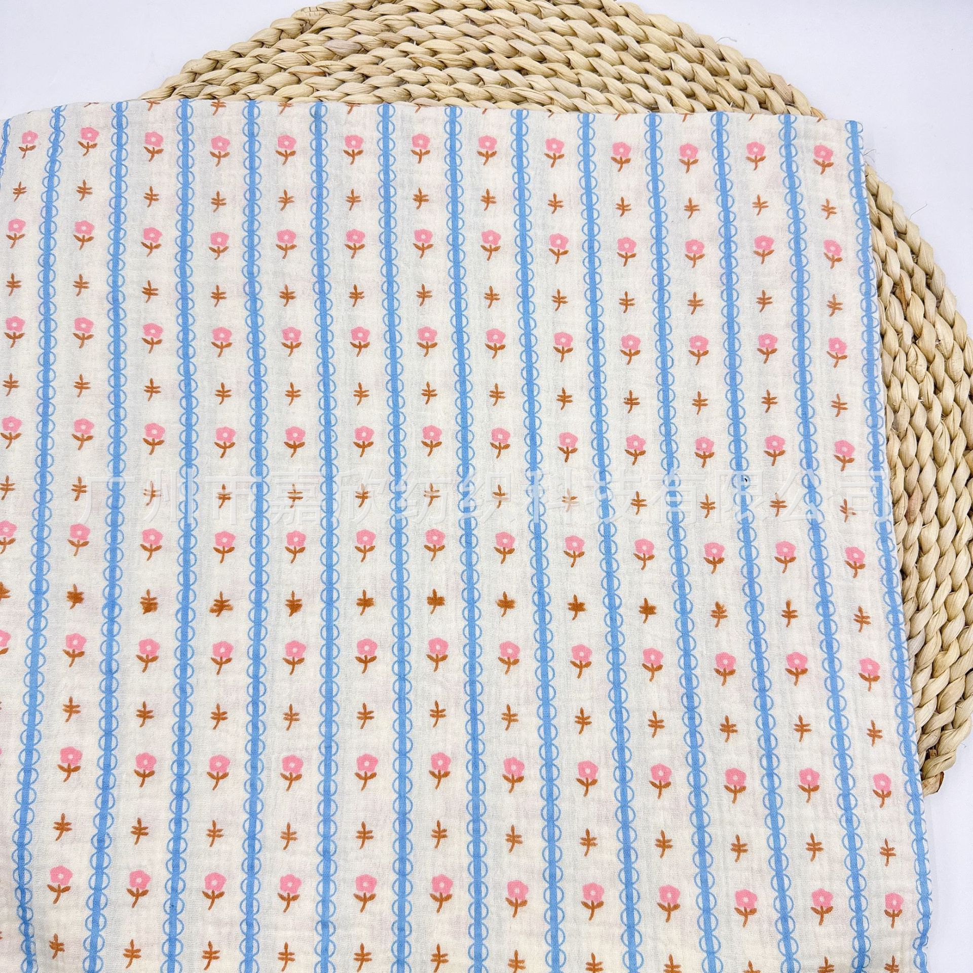 Pure Cotton Double-Layer Gauze Plain Muslin Baby Gauze Cartoon Children's Clothing Pajamas Fabric Strips Floral Print