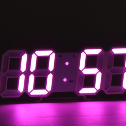 Picture of Ins cross-border desktop desk clock 3D luminous digital clock wall voice control mute alarm clock intelligent photosensitive a generation of hair