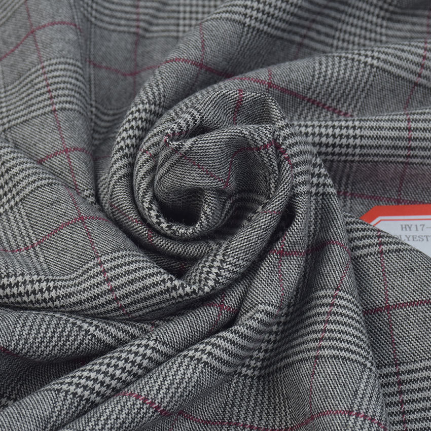 Yarn-dyed polyester viscose polyester viscose plaid trousers tr yarn-dyed fabric women's tight stretch trousers yarn-dyed trench coat fabric