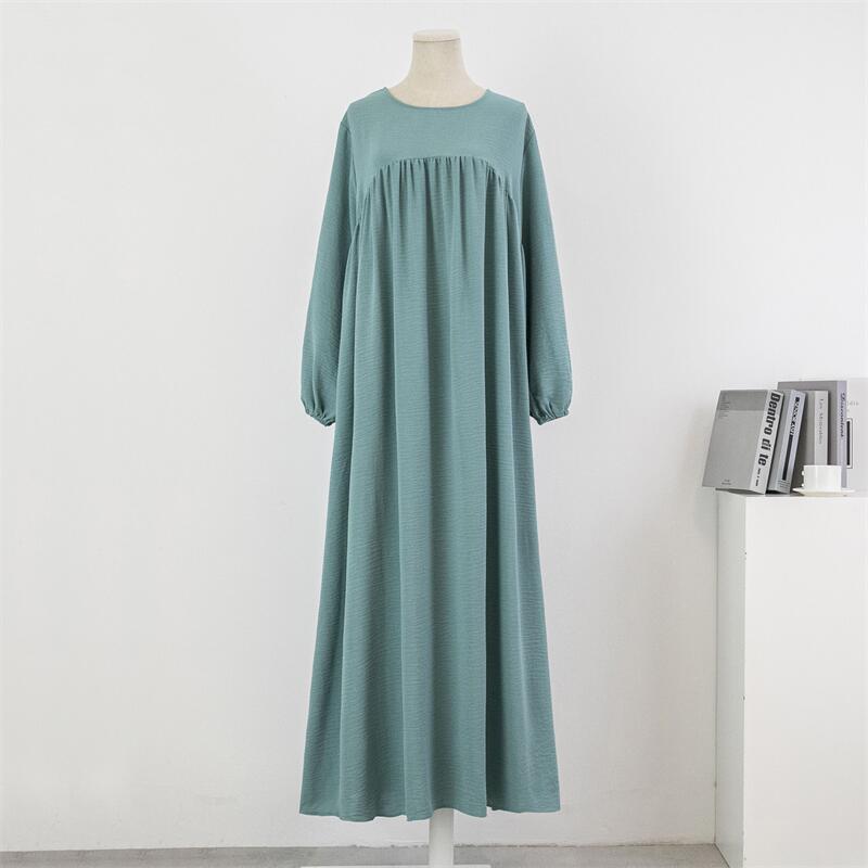 Picture of Cross-border Foreign Trade Muslim Loose plus size Long-sleeved Solid Color Pullover Robe Skirt Over-the-knee Long Skirt dress
