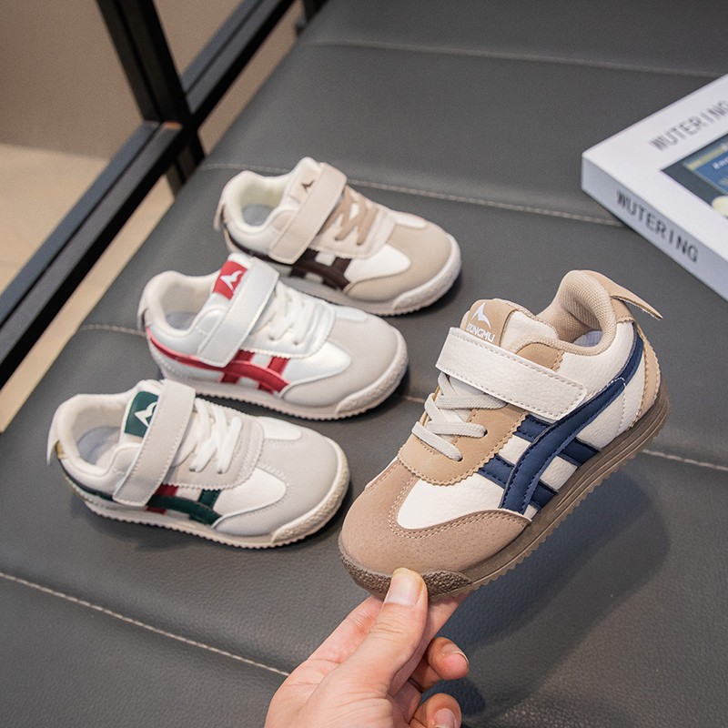 Spring 2025 new children's sneaker children's leather soft-soled casual skate shoes Korean style casual shoes for boys and girls