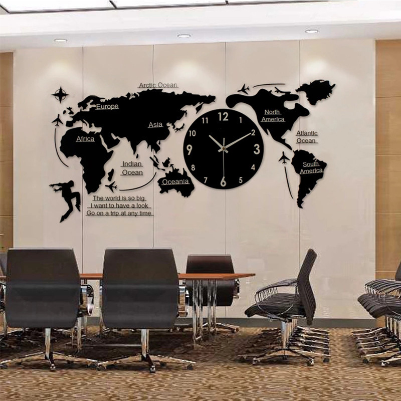 Picture of Cross-Border Map European Clock Decorative Wall Clock Living Room Simple Modern Wall Art Fashion Home Atmospheric Clock