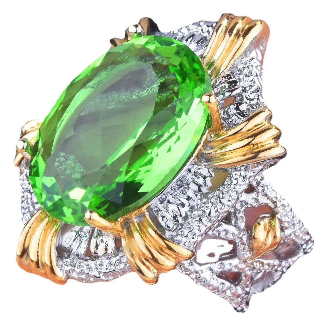 Italian Craft Olive Green Color Treasure suit Brilliant Paraíba Pendant Open Ring Yellow Diamond Earrings Bracelet