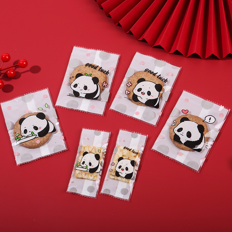 Cute little panda snowflake crisp packaging bag toffee nougat machine bag cookie baking bag plastic bag