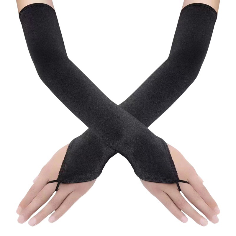 Satin gloves lengthened dress satin hook finger gloves wedding performance ball gloves clothing accessories dance hand