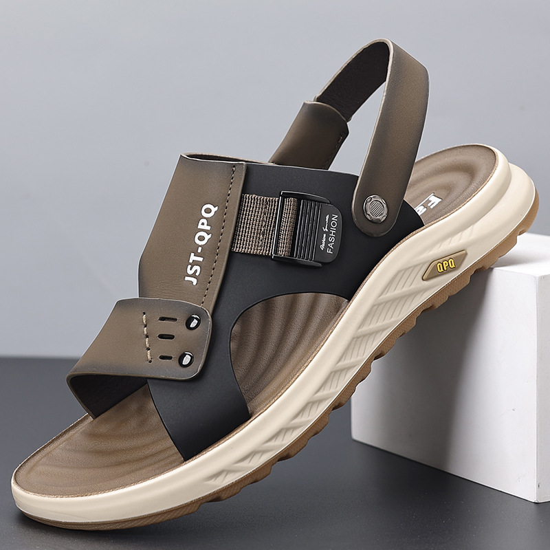 2025 Beach Shoes Sandals Genuine Leather Soft Sole Summer New Men's Casual Super Soft Dual-purpose All-match Slippers 80583