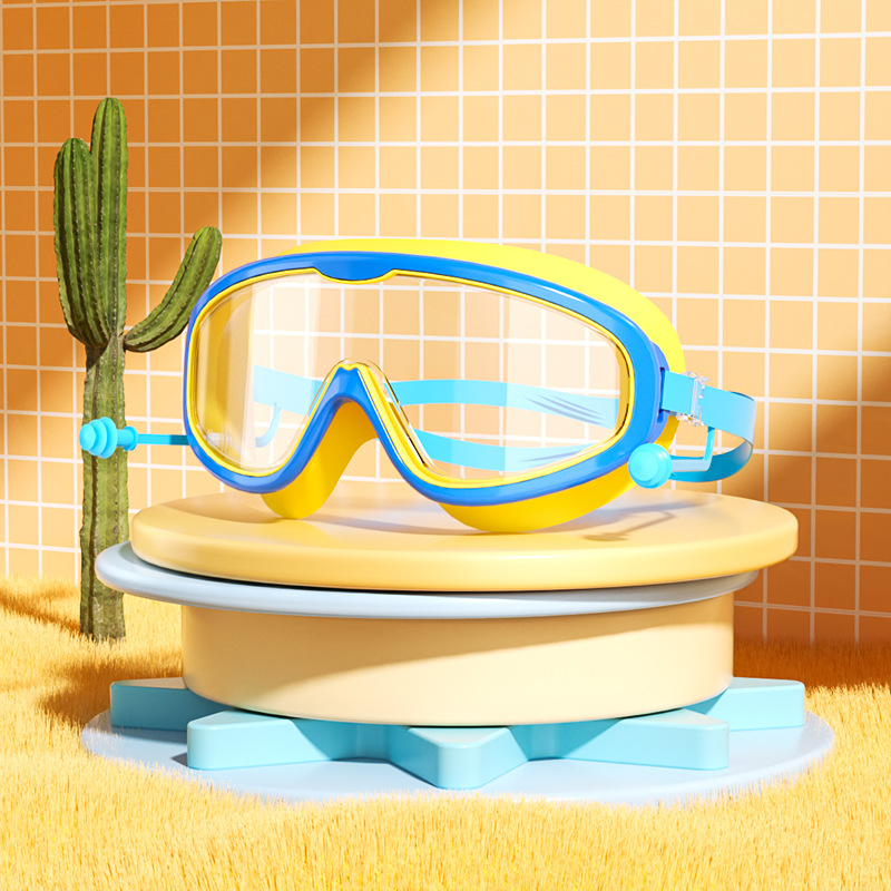 Picture of Factory direct selling children's swimming goggles large frame waterproof anti-fog professional swimming glasses student baby cute wholesale eye protection