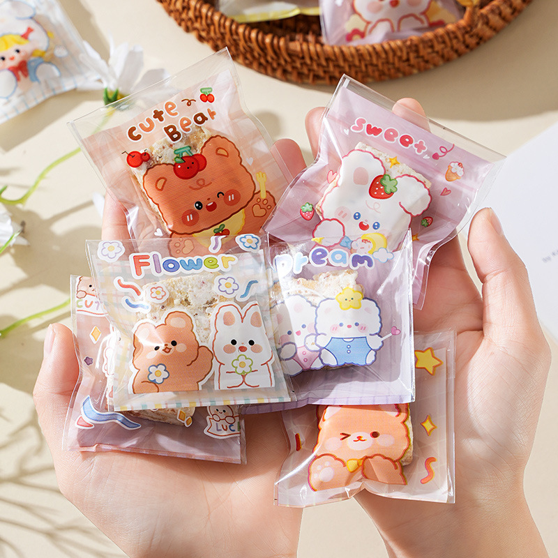 New Original Snowflake Cookie Self-Adhesive Bag Transparent Cute Cartoon Nougat Baking Snack Bag Wholesale