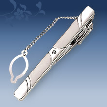 Picture of Metal tie clip men's suit chain 140 simple flower type business atmosphere with drill tie clip