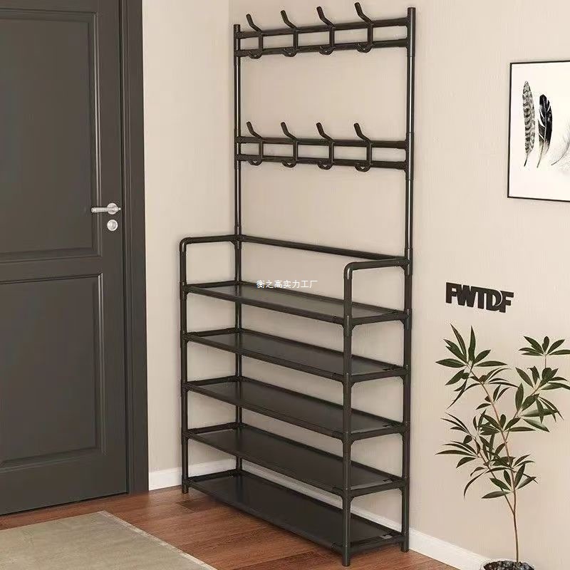 Simple Multi-Layer Shoe Rack for Home Use, Floor-Standing Integrated Shoe and Hat Rack, Doorway Coat Rack, Shoe Rack for Rental Housing