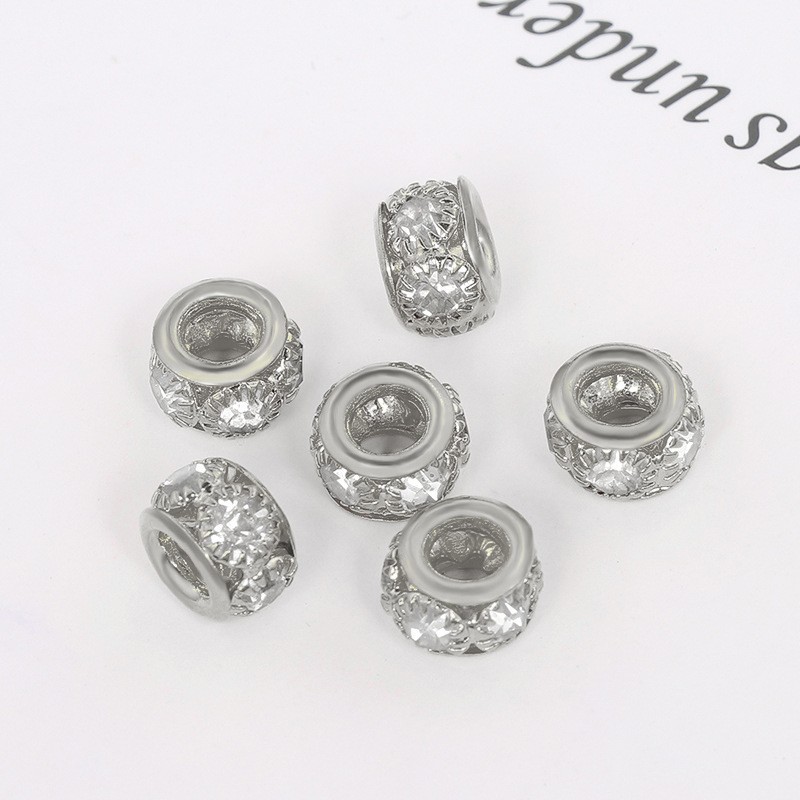 Picture of Copper Diamond Necklace Bracelet Bead Large Hole Bead Six Large Diamond Copper Bead Welding Drill Ring DIY Beaded Jewelry Accessories