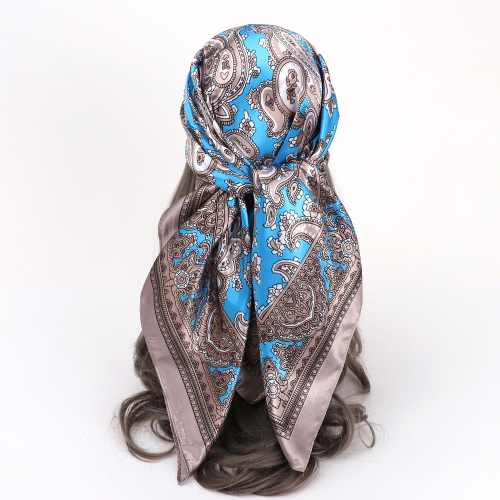 Picture of Simulated Silk Scarf Women's Headscarf 90*90cm Square Scarf Pattern Scarf Shawl European and American Cross-Border Scarf Wholesale