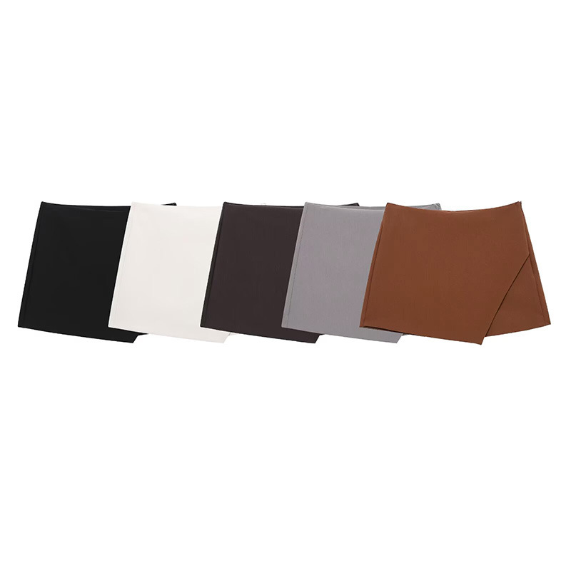 2025 Spring New European and American Cross-border Women's Shorts Street Fashion Design Asymmetric Solid Color Casual Culottes
