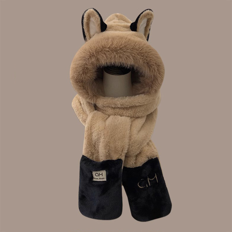 Picture of Winter New Fire Fox Plush Hat Scarf Women's Gloves One Three-piece Set Student Cold-proof Warm Thickened