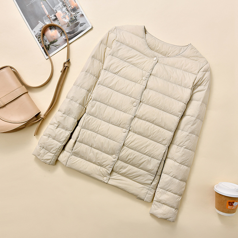 Picture of Lightweight Down Jacket Women's Short New Round Neck Thin Inner Liner Slim-fit Inner Wear Base plus size Jacket Trendy